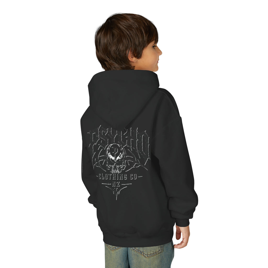 Psycho Skull Youth Hoodie - Graphic Band-Style Kids Sweatshirt