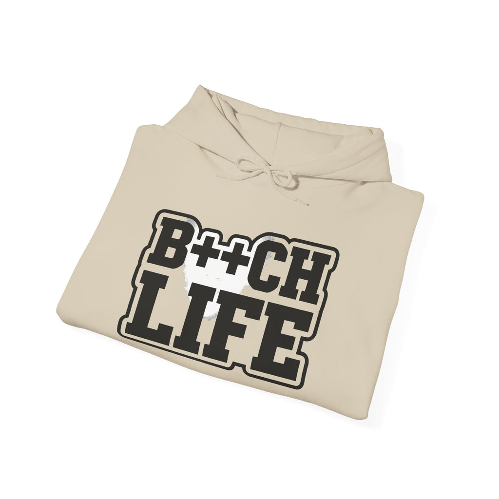 Life Graphic Hoodie — Bold Retro Black Text Hoodie
