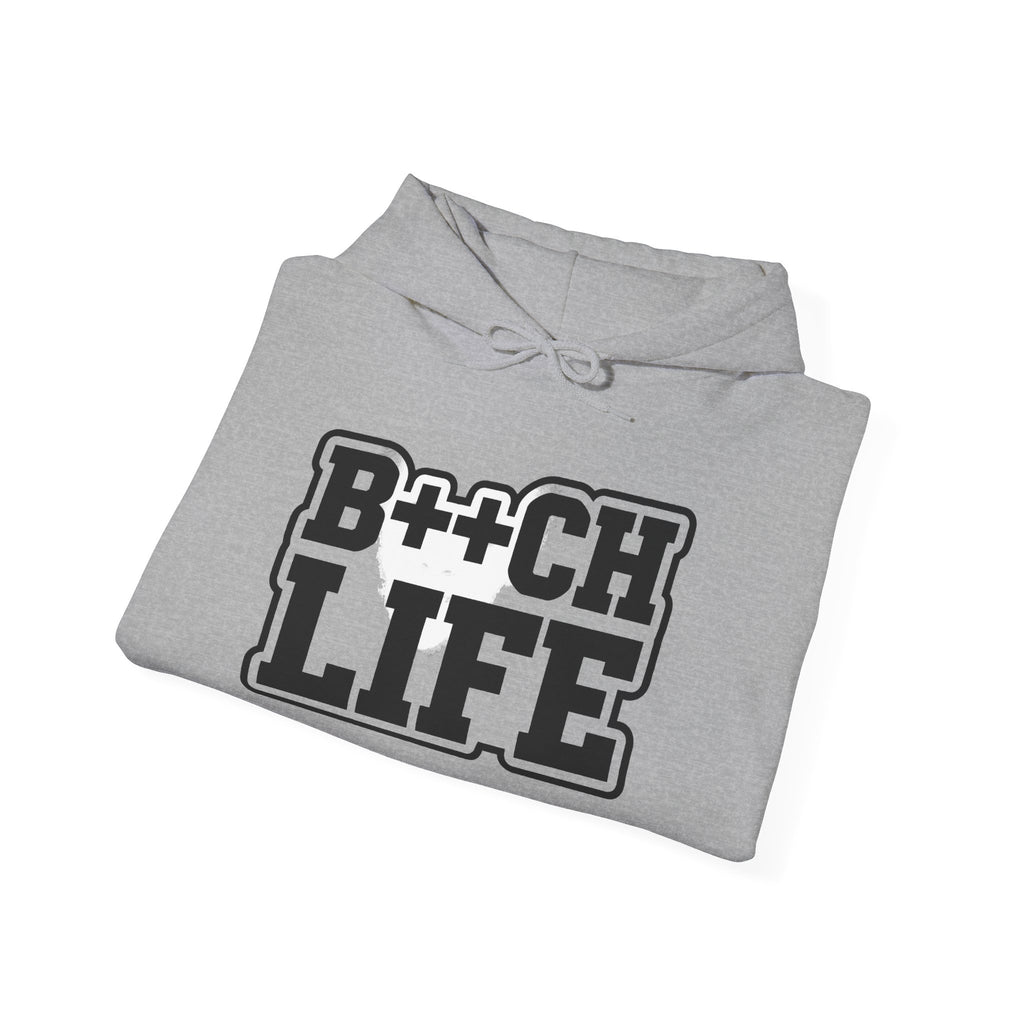 Life Graphic Hoodie — Bold Retro Black Text Hoodie