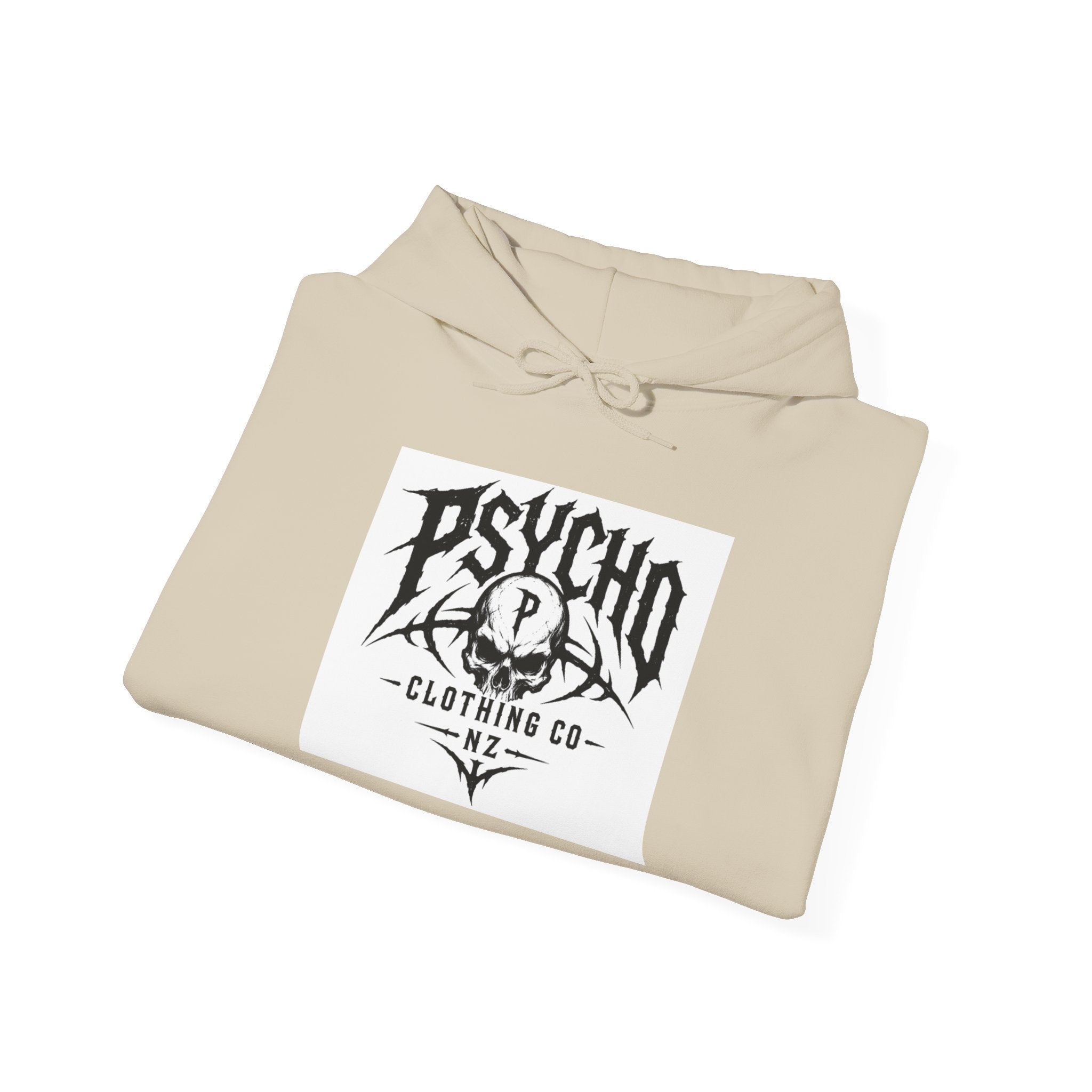 Psycho Clothing Co. Logo Hoodie — Gothic Skull Graphic Pullover