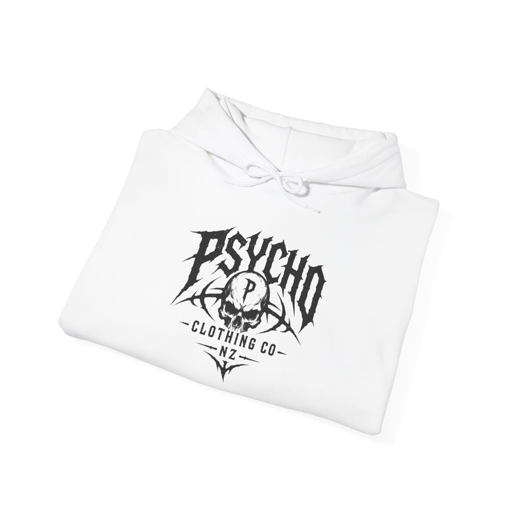 Psycho Clothing Co. Skull Logo Hoodie — Graphic Streetwear Pullover