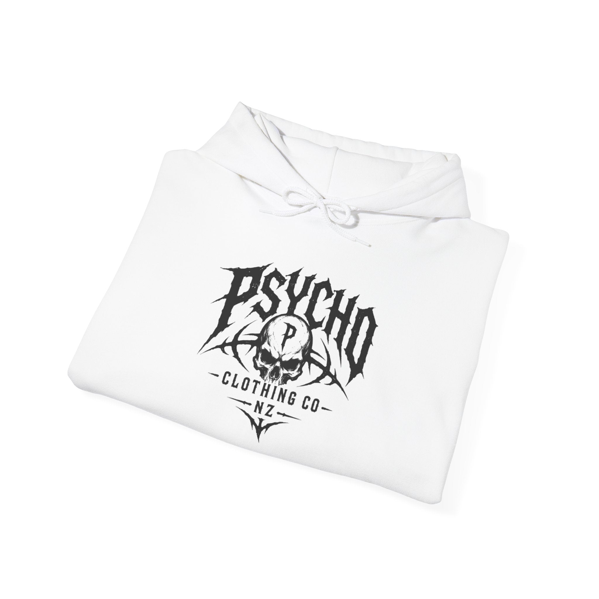 Psycho Clothing Co. Skull Logo Hoodie — Graphic Streetwear Pullover