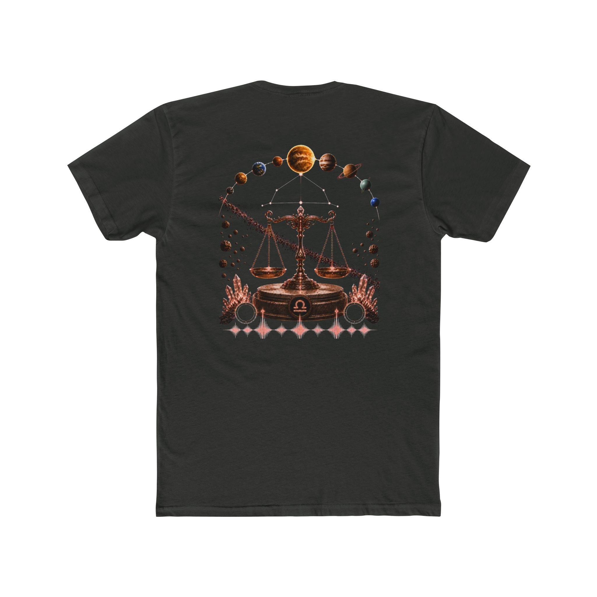 Libra Zodiac Scales T-Shirt — Astrological Balance Tee with Planetary Design