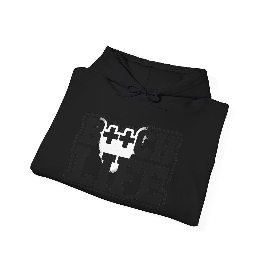 Life Graphic Hoodie — Bold Retro Black Text Hoodie