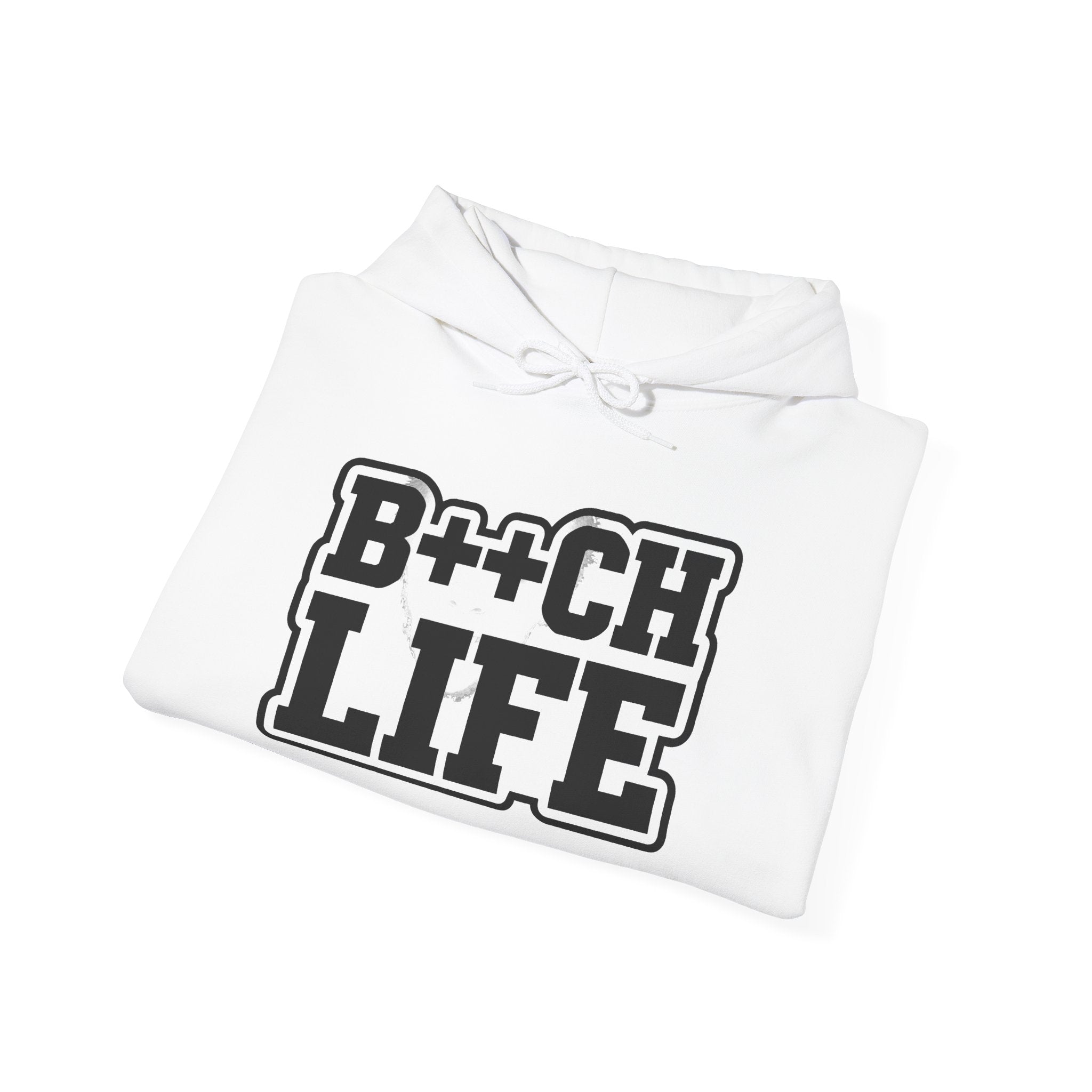 Life Graphic Hoodie — Bold Retro Black Text Hoodie