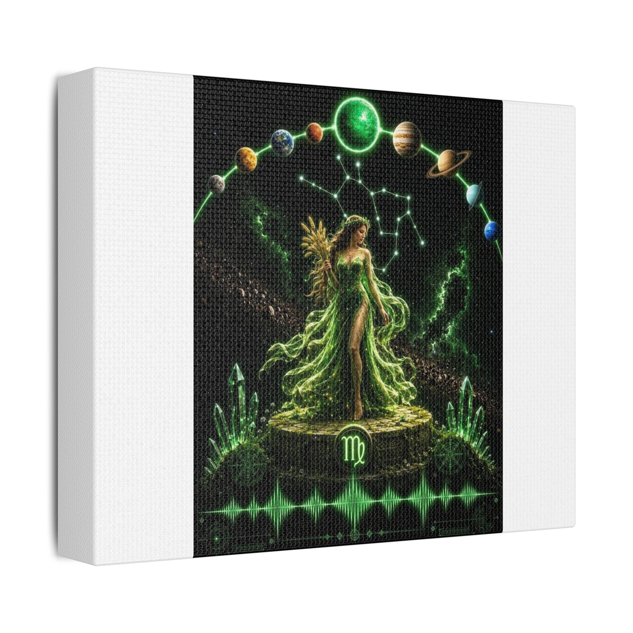 Virgo Goddess Satin Stretched Canvas – Astrology Wall Art