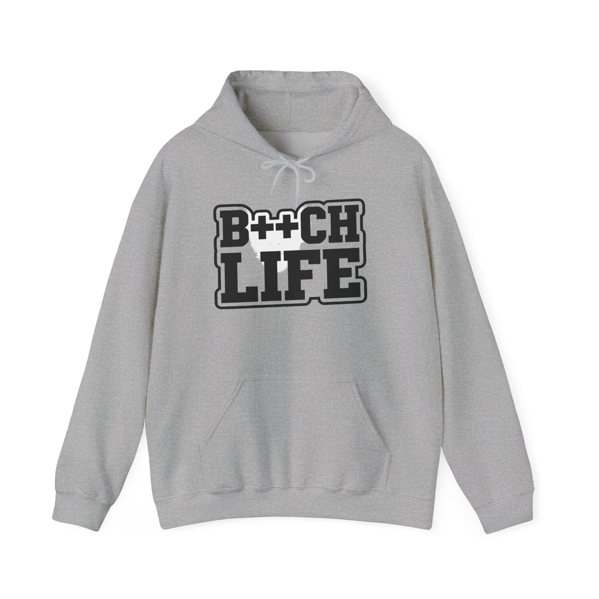 B++CH LIFE Graphic Hoodie — Bold Retro Black Text Hoodie