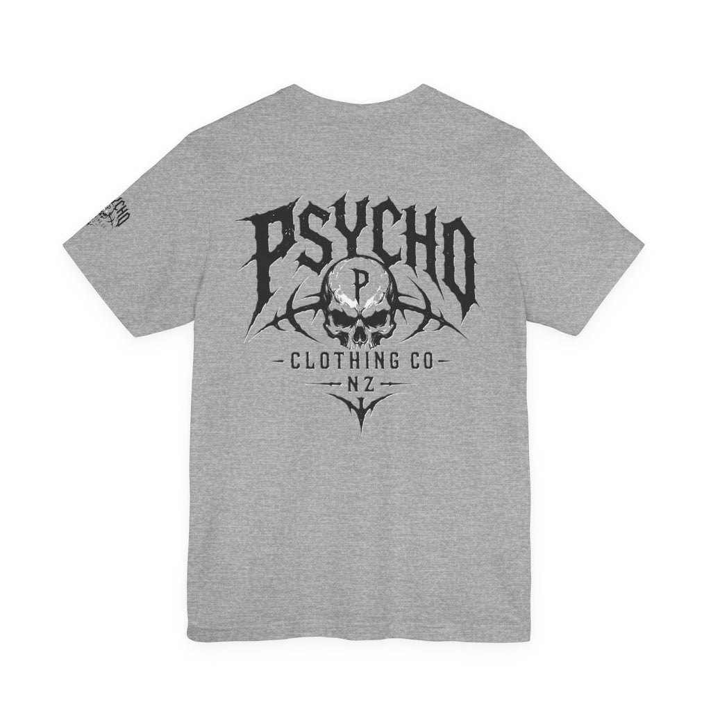 Psycho Clothing Co. Graphic Tee — Gothic Skull Logo T‑Shirt