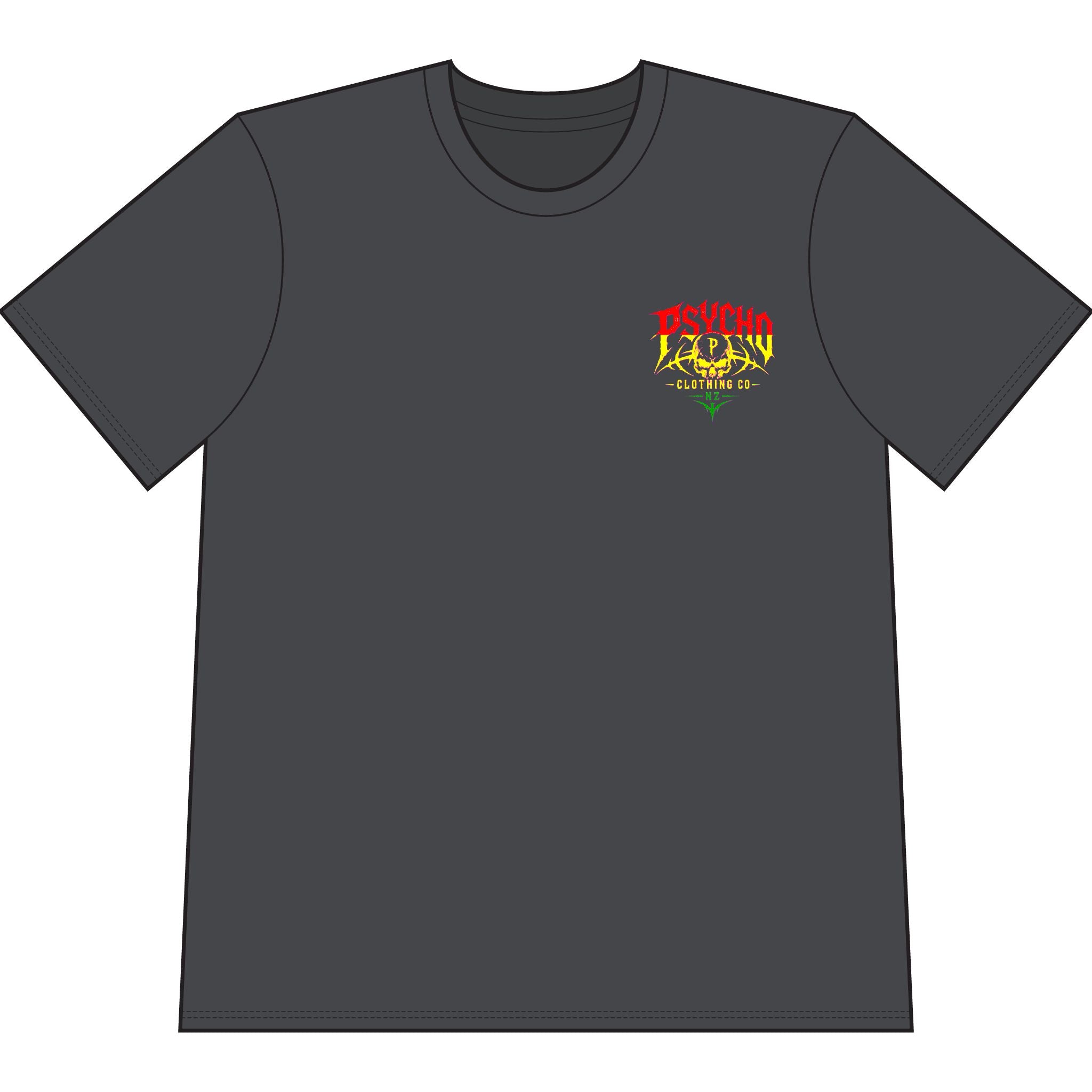 Psycho Skull Graphic T-Shirt — Heavyweight Garment-Dyed Streetwear