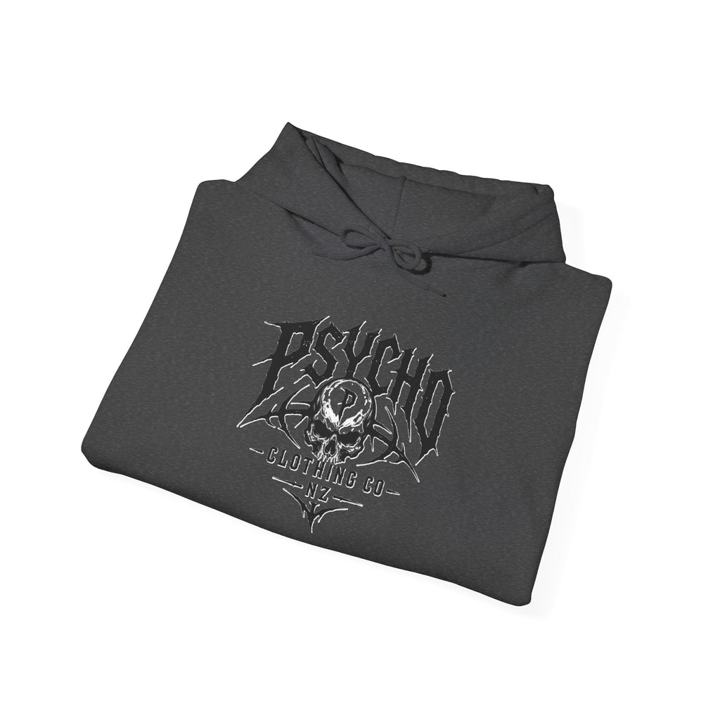 Psycho Clothing Co. Skull Logo Hoodie — Graphic Streetwear Pullover