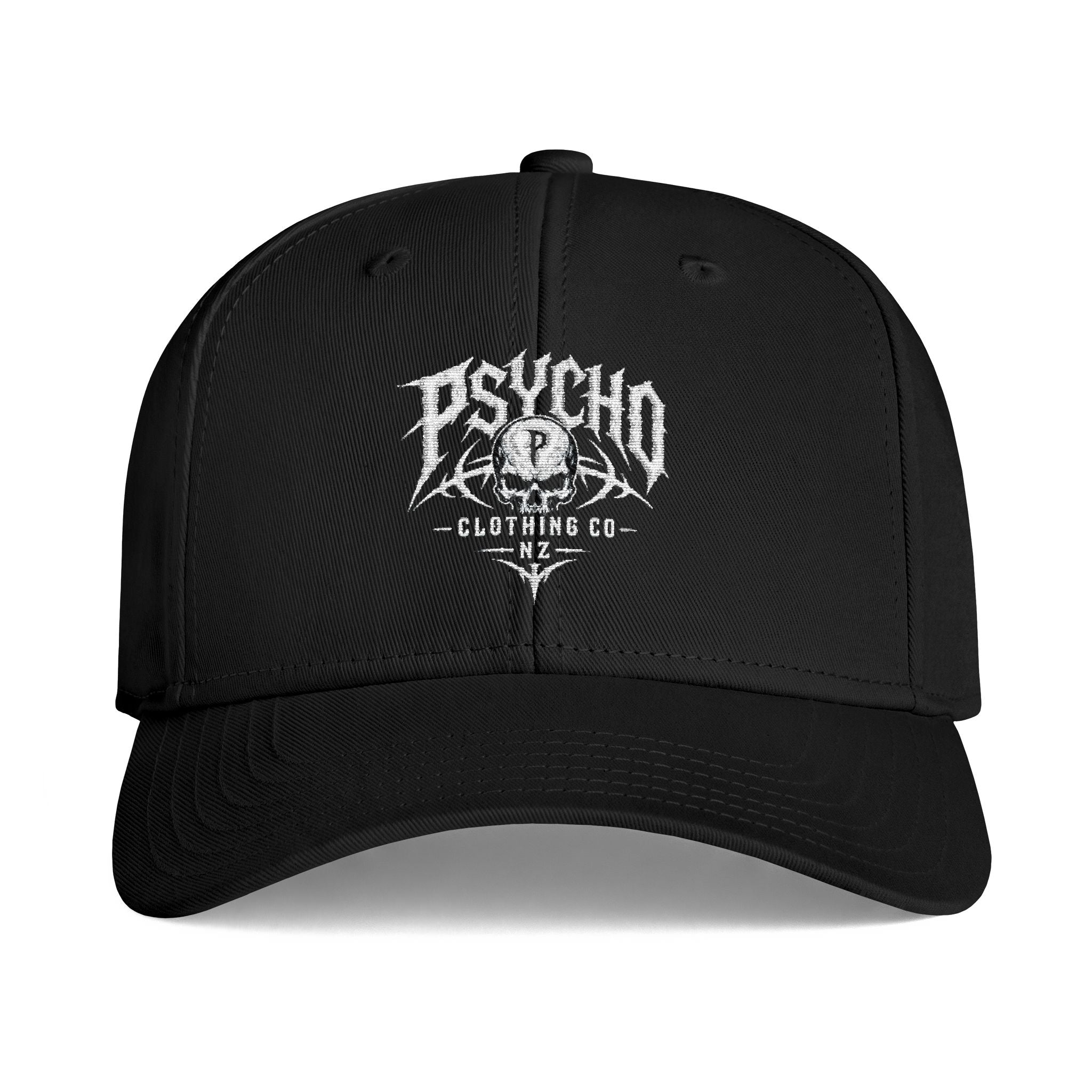 Psycho Clothing Co. Icon Cap — Gothic Skull Logo Baseball Hat
