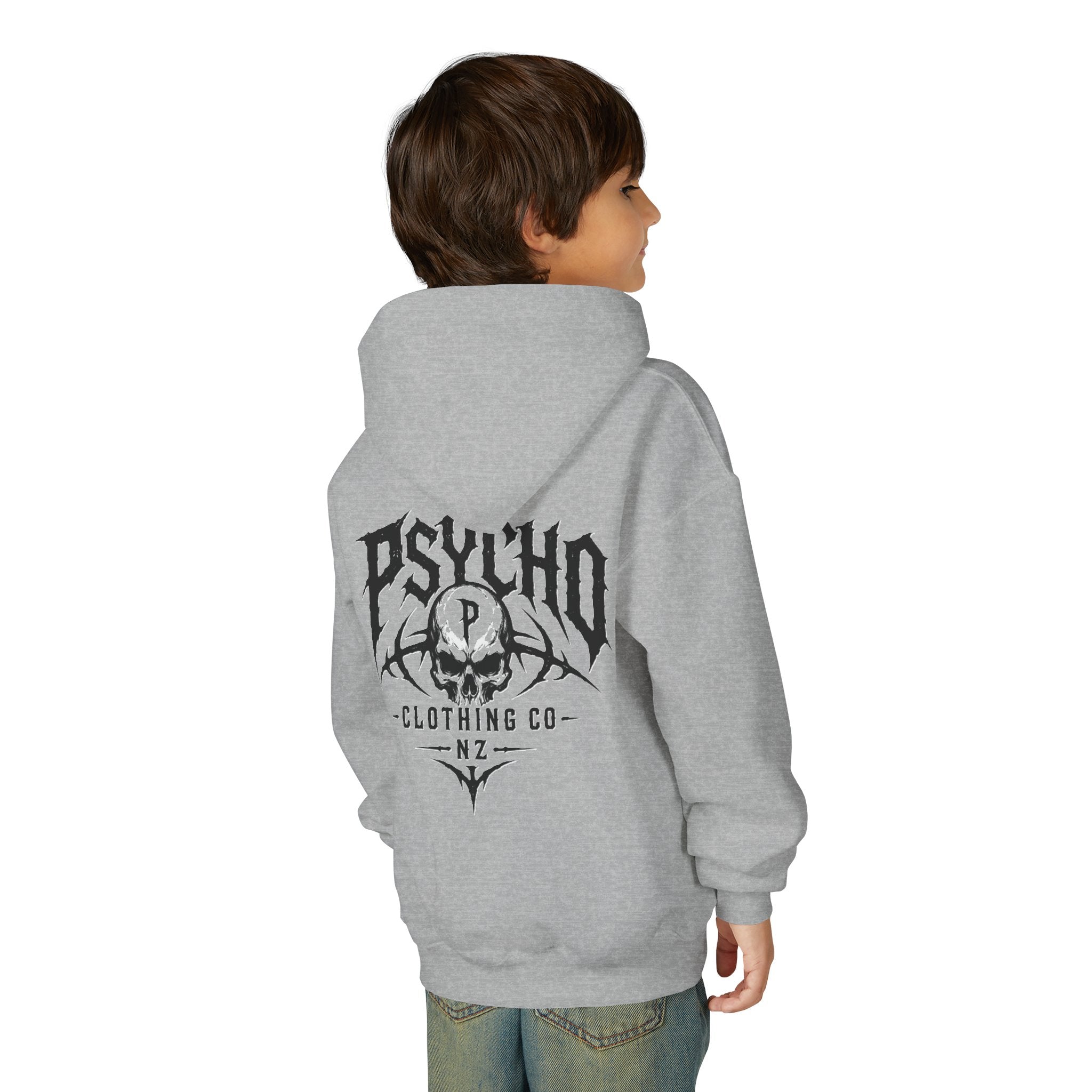 Psycho Skull Youth Hoodie - Graphic Band-Style Kids Sweatshirt