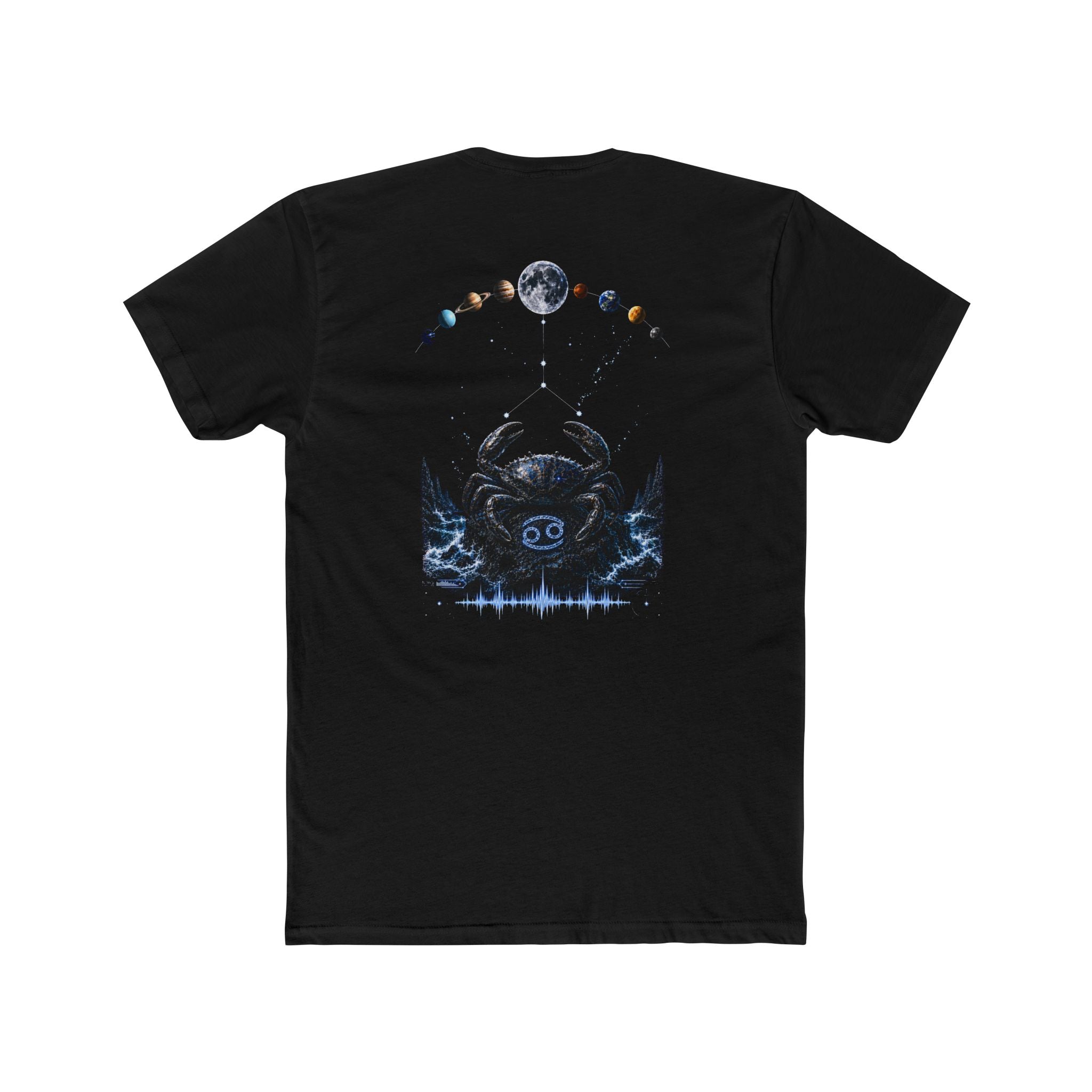 Cosmic Crab Tee — Moon Phases Ocean Graphic T‑Shirt