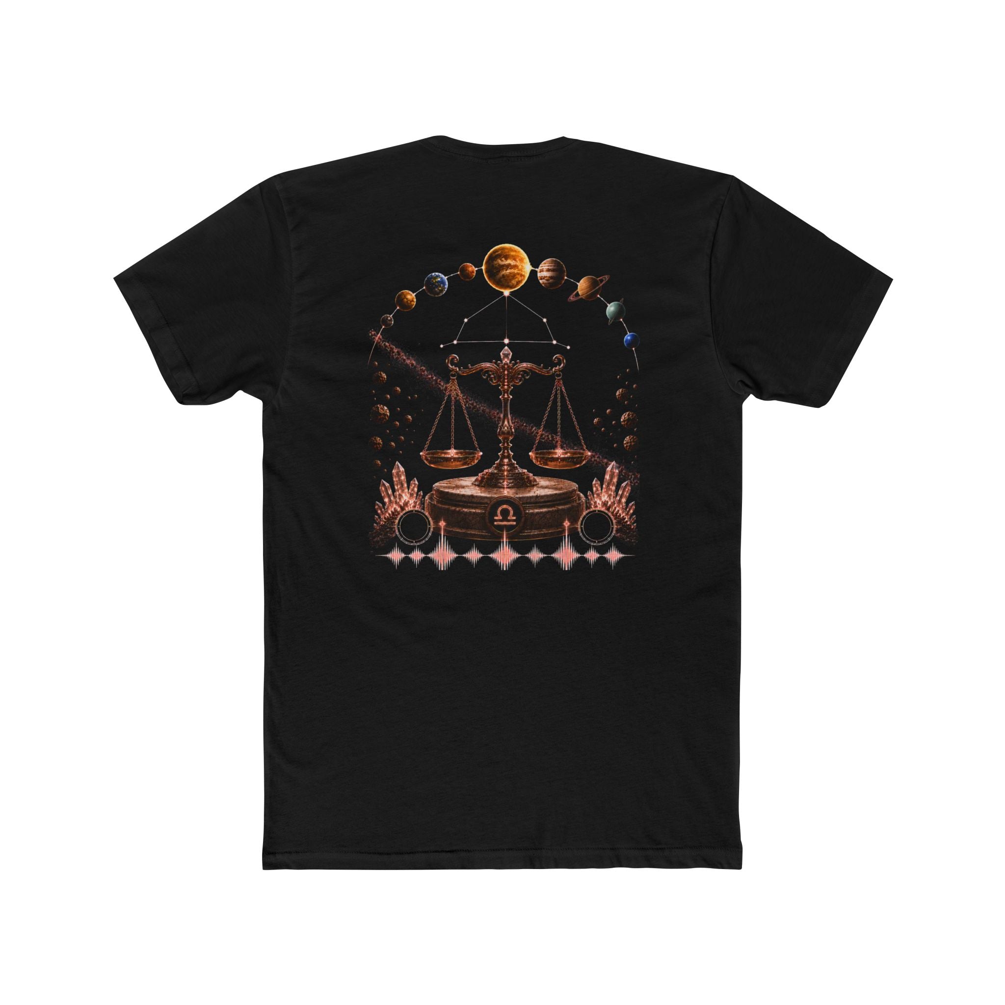 Libra Zodiac Scales T-Shirt — Astrological Balance Tee with Planetary Design