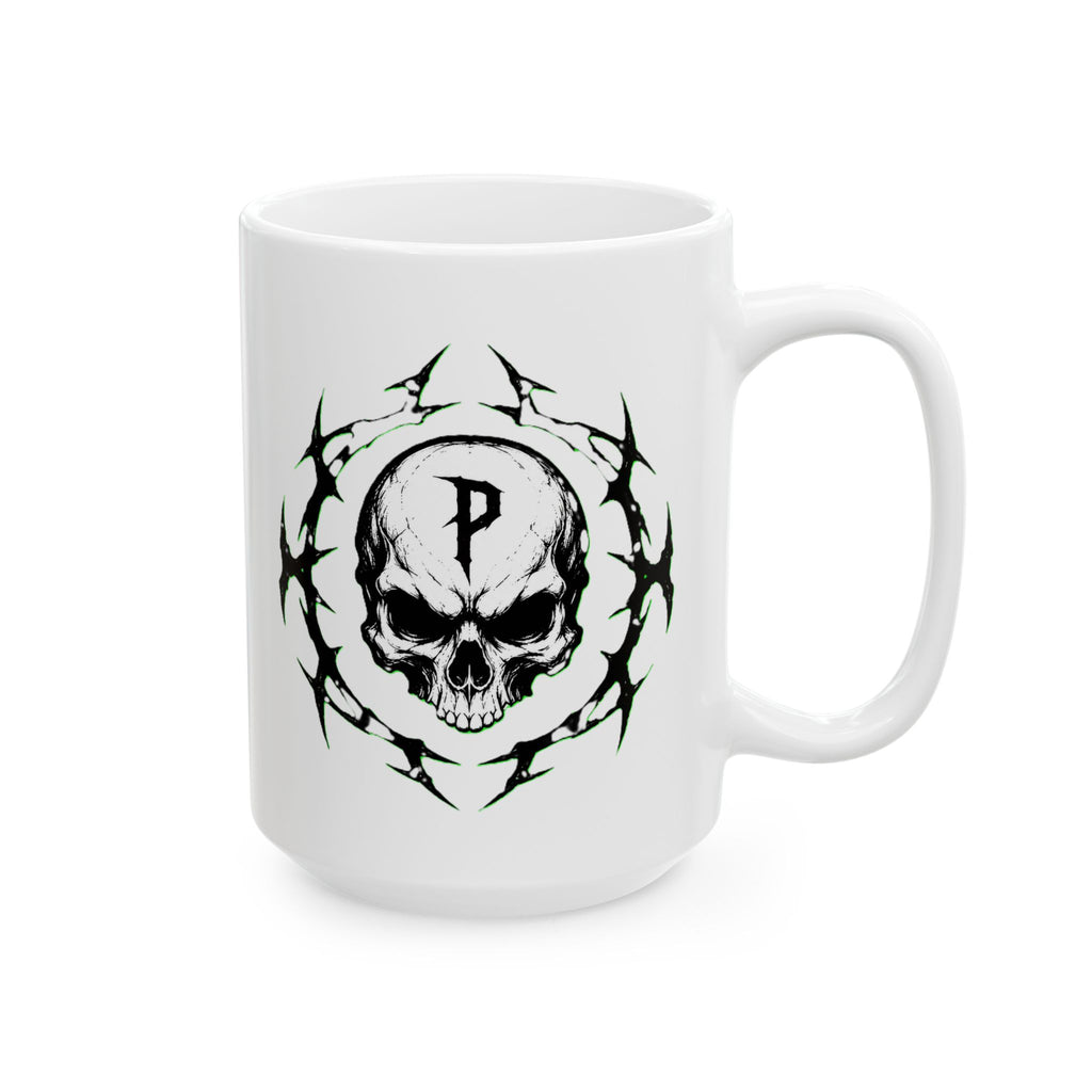 Metal Band Logo Ceramic Mug — Black Deathcore Graphic Coffee Cup (11oz / 15oz)