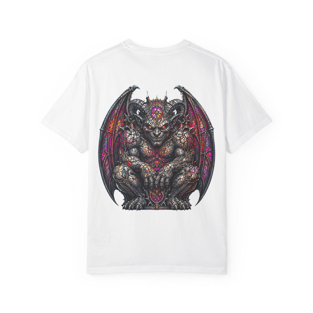 Gothic Demon Gargoyle backprint T-Shirt | Stained Glass Fantasy Art