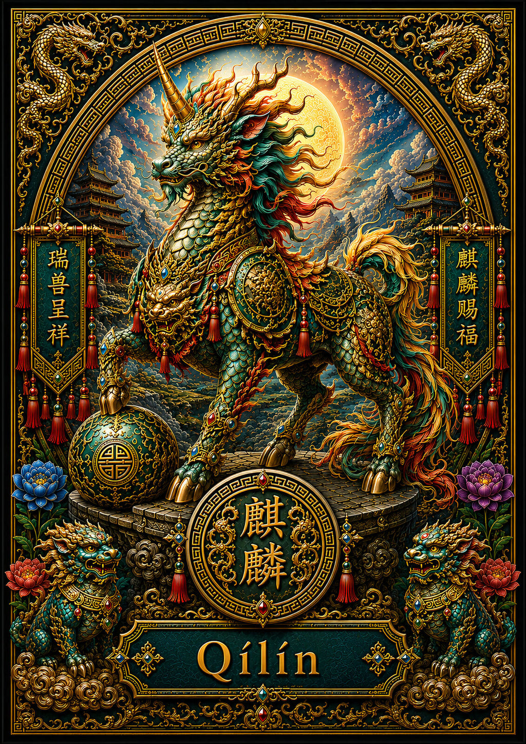 Chinese Zodiac & Imperial Guardian Art Print — Choose Your Design