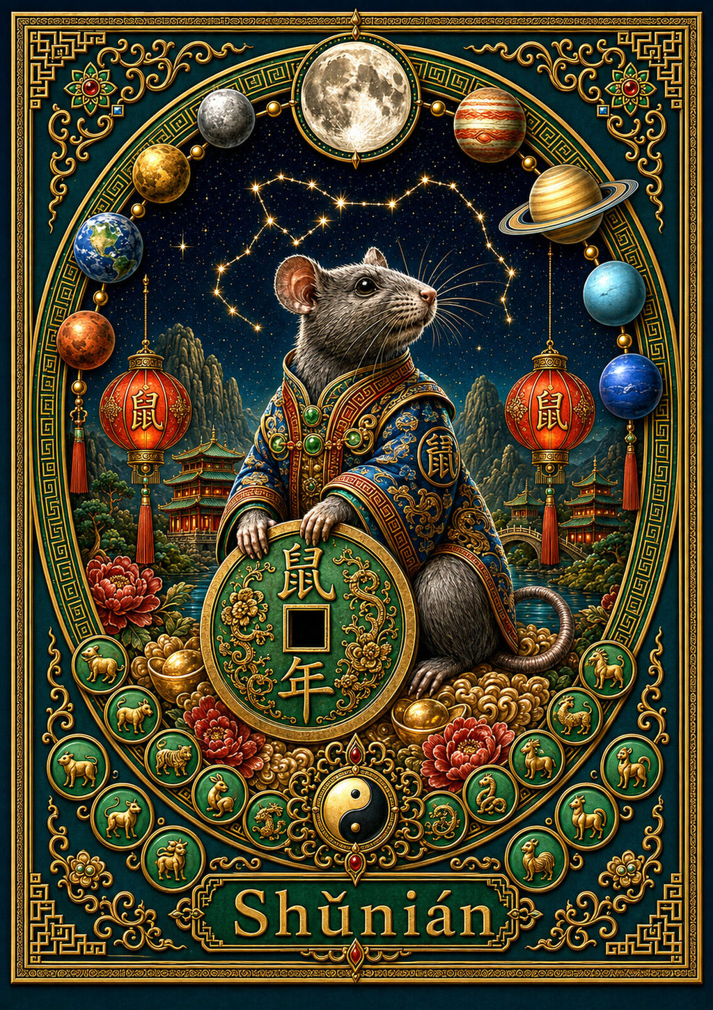 Chinese Zodiac & Imperial Guardian Art Print — Choose Your Design