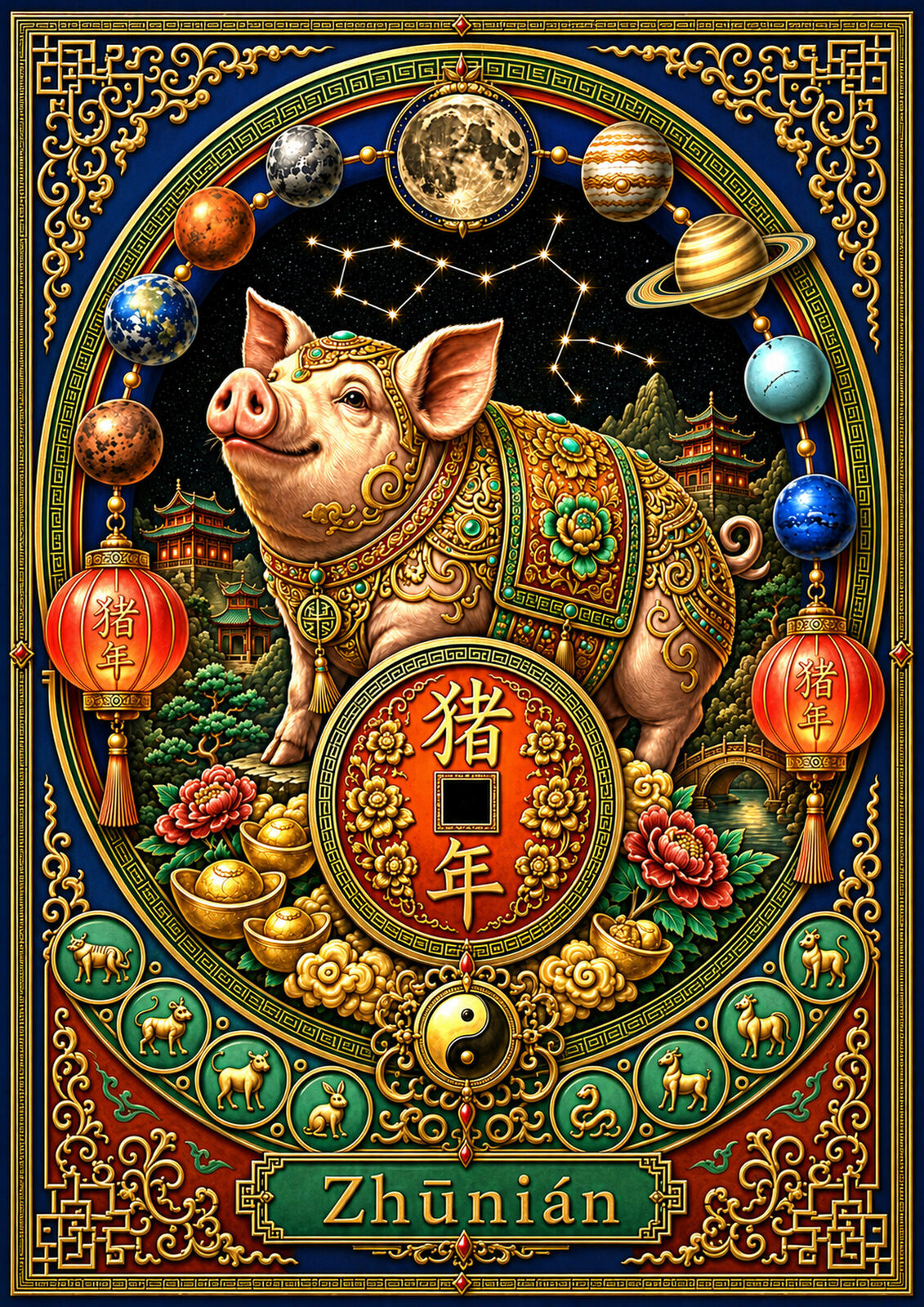 Chinese Zodiac & Imperial Guardian Art T-Shirt – Choose Your Design