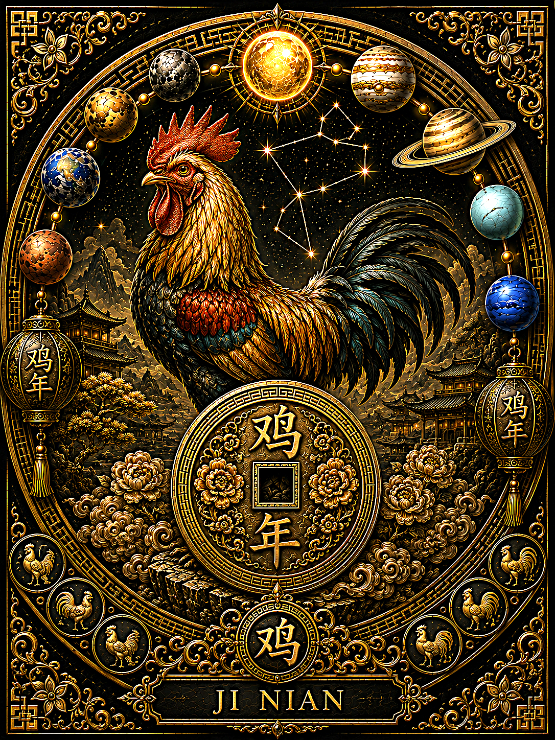 Chinese Zodiac & Imperial Guardian Art Print — Choose Your Design
